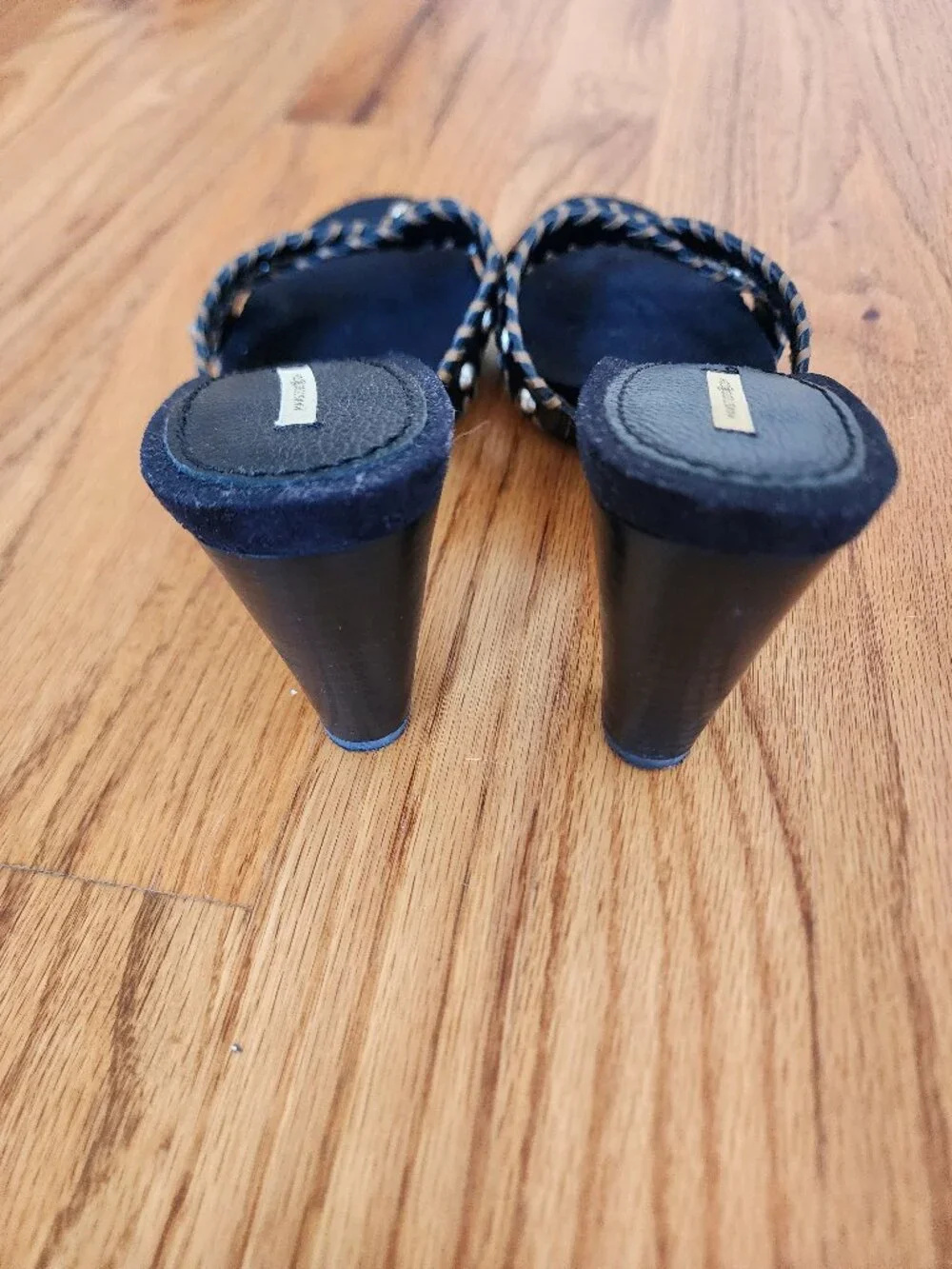 NWOT Max Studio Studded Leather Heeled Mules Sandals - Size 7